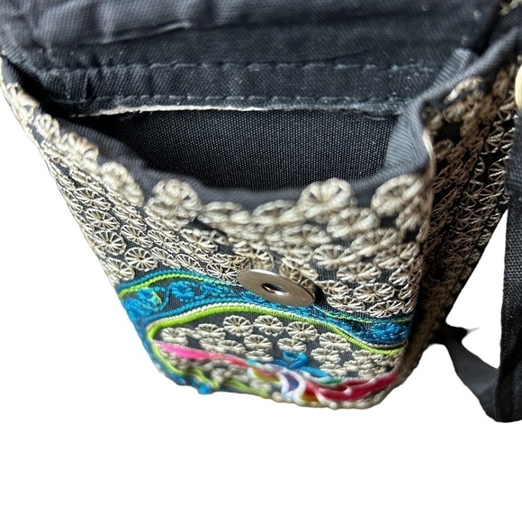 Embroidered Crossbody Wallet w/ Detachable Ribbon Style Strap - Picture 8 of 15
